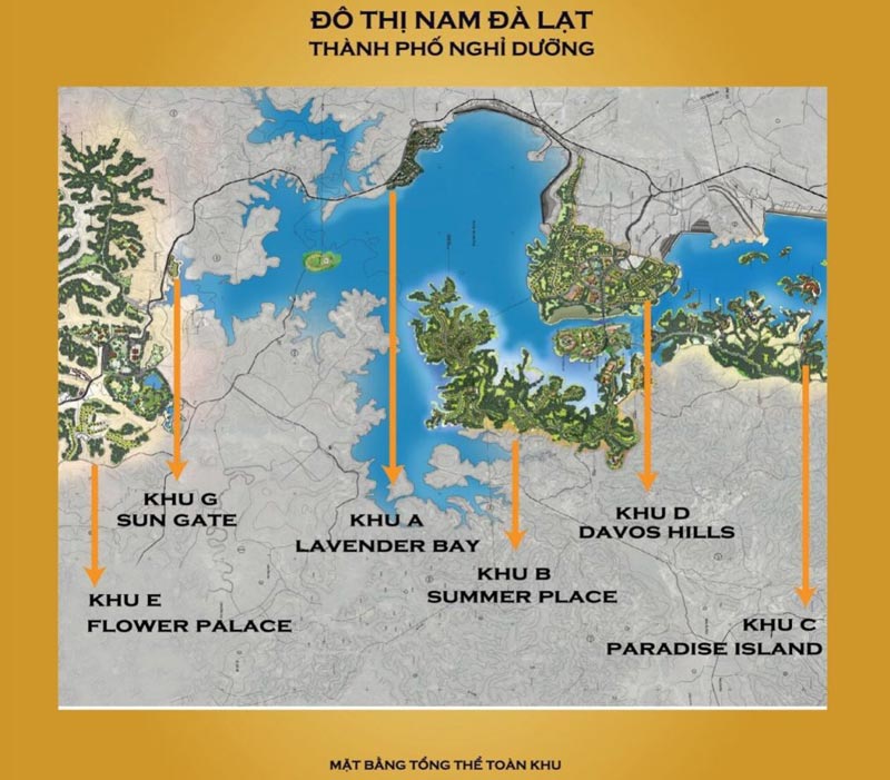 Mặt bằng tổng thể dự án khu đô thị Nam Đà Lạt Đại Ninh Group