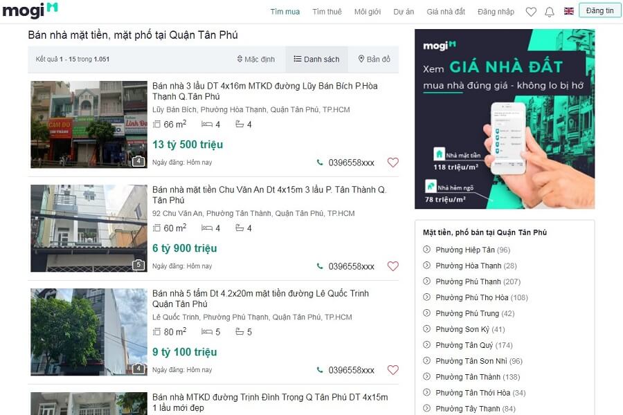 Bạn đang có nhu cầu bán nhà mặt tiền quận Tân Phú thì tại sao còn chưa đăng tin ngay trên mogi.vn.