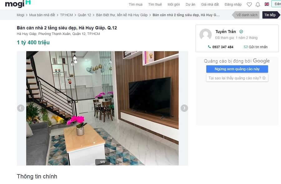 Bán nhà quận 12 dưới 2 tỷ, 2 tầng siêu đẹp, đường Hà Huy Giáp.