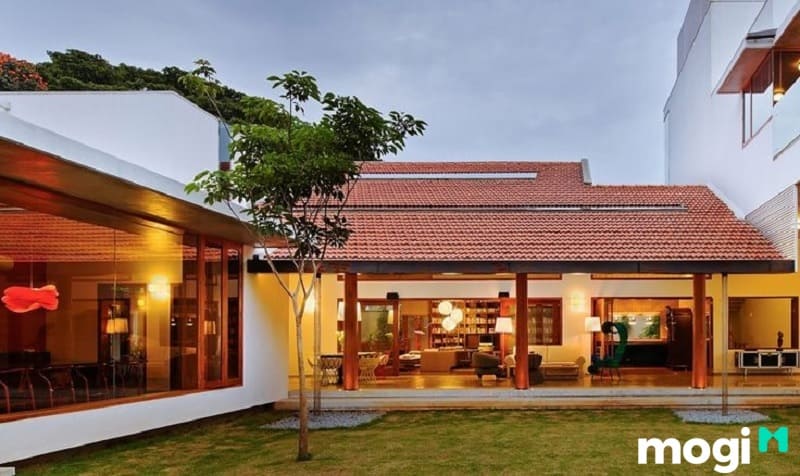 Nhà ngói theo phong cách hiện đại.