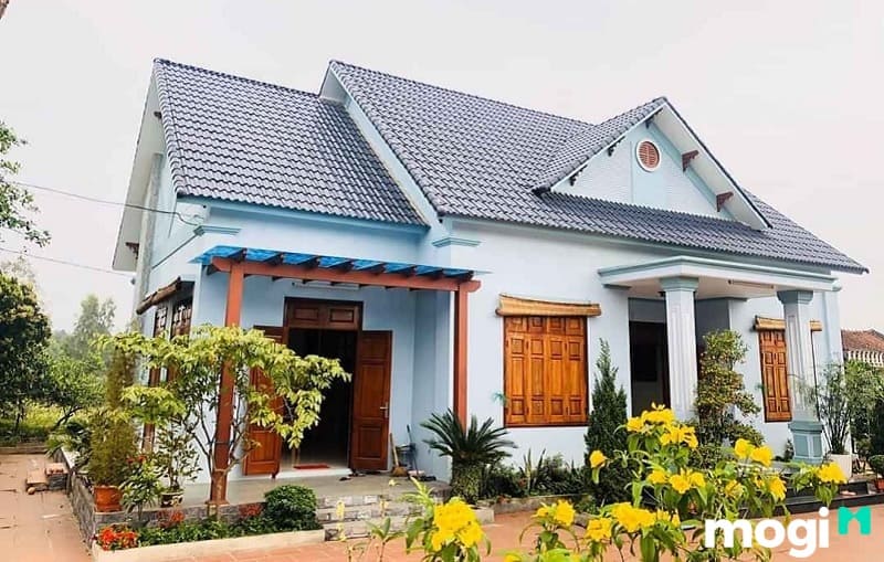 Thiết kế nhà một tầng mái ngói đẹp.