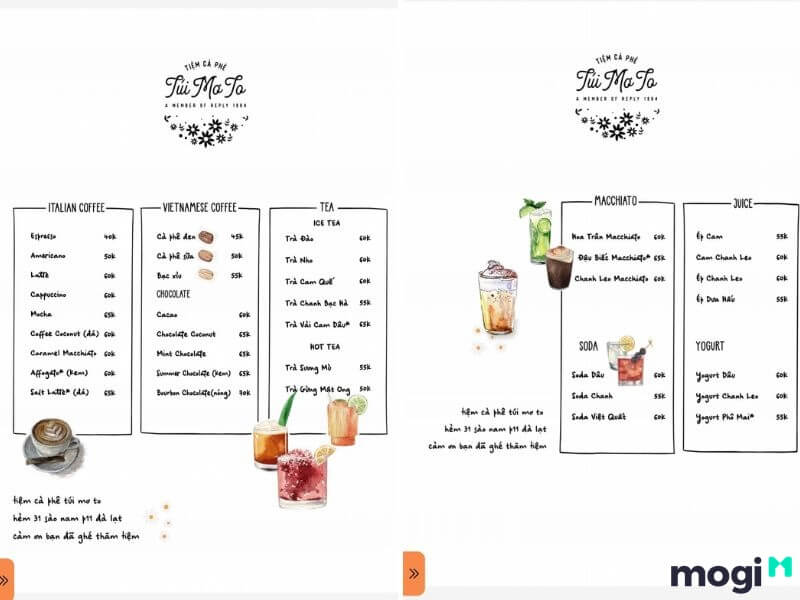 Giá đồ uống dao động từ 40.000đ – 65.000đ/ly.