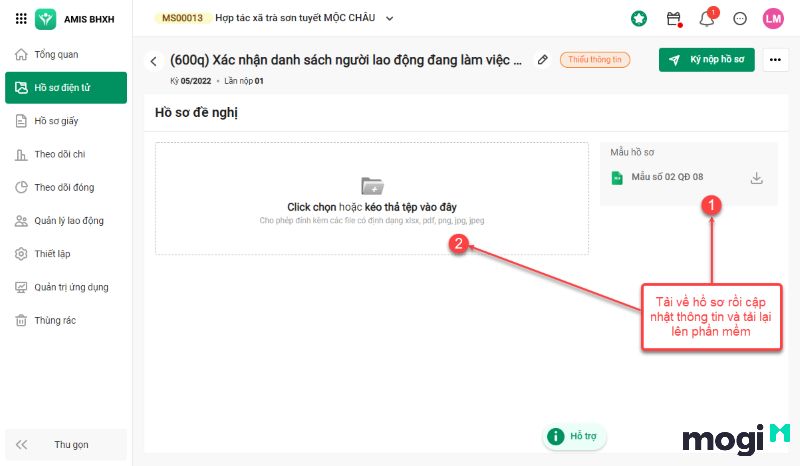 Giao diện nộp hồ sơ điện tử đề nghị hỗ trợ tiền thuê nhà