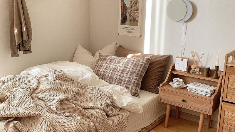 Phòng ngủ cho nữ phong cách Hàn Quốc thể hiện sự nhẹ nhàng