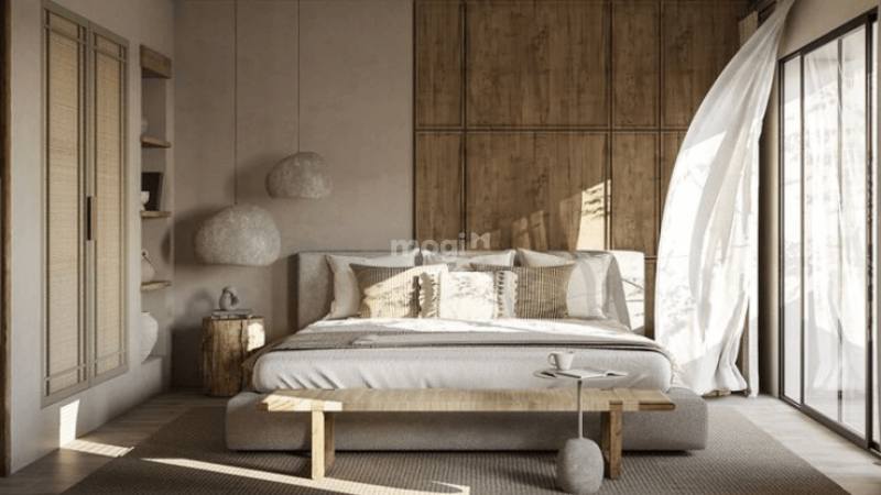 Phòng ngủ cho nữ đẹp phong cách Wabi Sabi