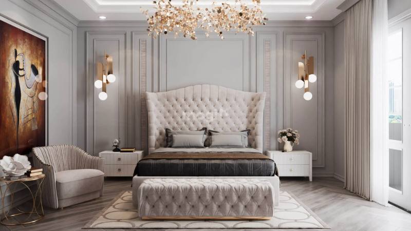 Thiết kế tân cổ điển sang trọng của phòng ngủ dành cho nữ