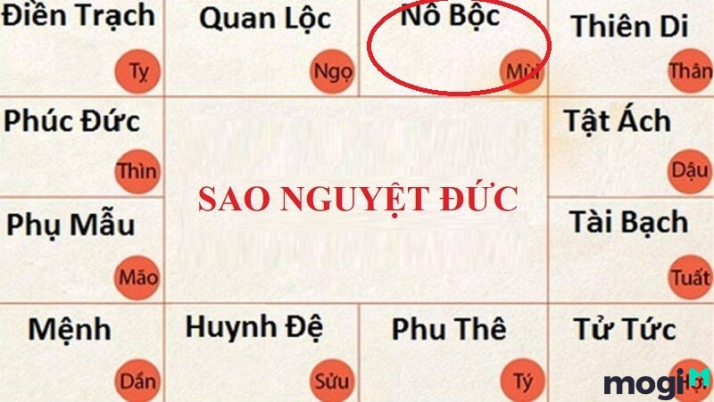 Sao Nguyệt Đức ở cung Nô Bộc