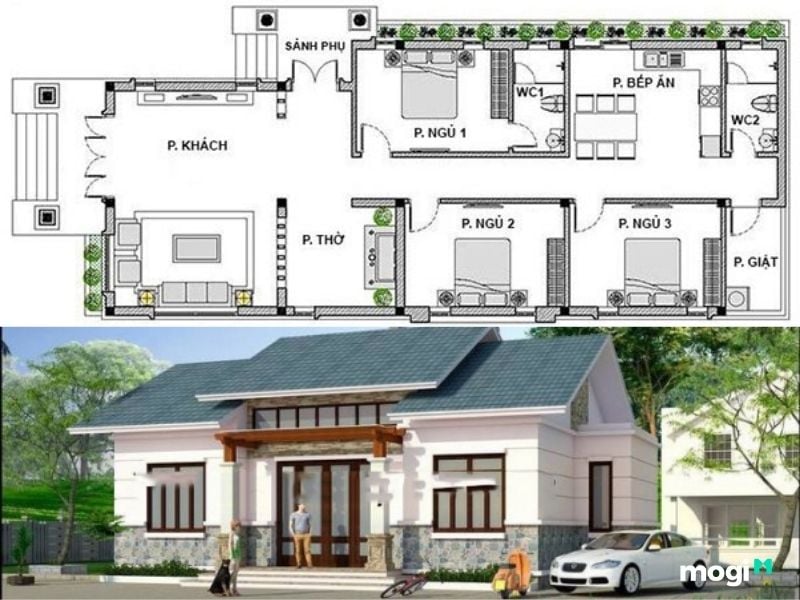 Vị trí đặt bàn thờ trong nhà cấp 4: Cách bố trí hợp phong thủy 15 Nhà cấp 4 1PT + 3PN