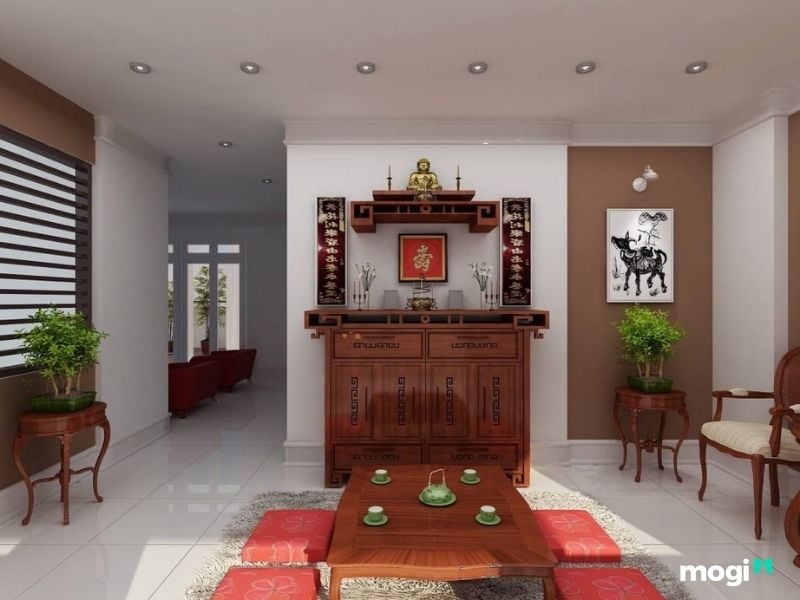 Vị trí đặt bàn thờ trong nhà cấp 4: Cách bố trí hợp phong thủy 5 Bàn thờ bên trong phòng khách