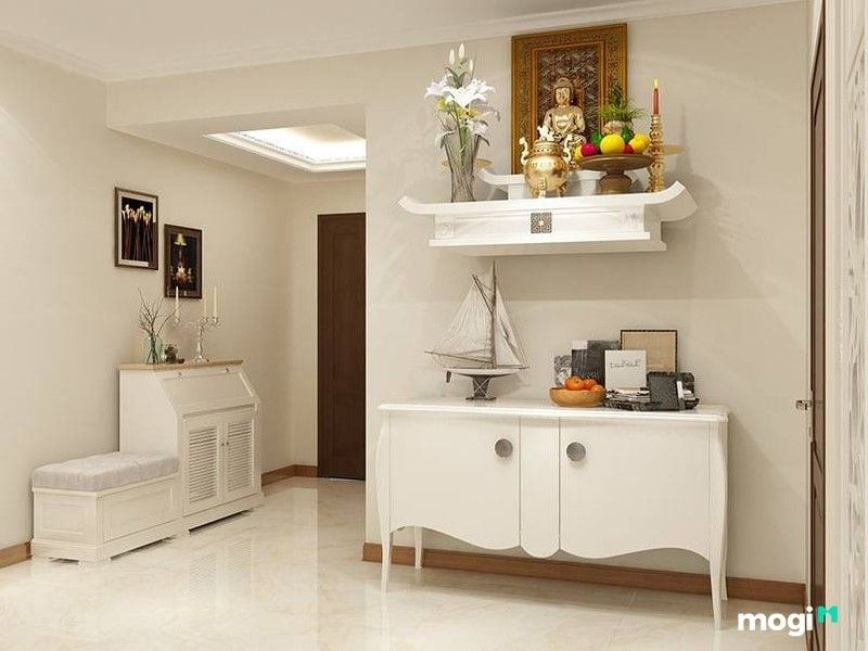 Vị trí đặt bàn thờ trong nhà cấp 4: Cách bố trí hợp phong thủy 10 Để đồ phía dưới bàn thờ