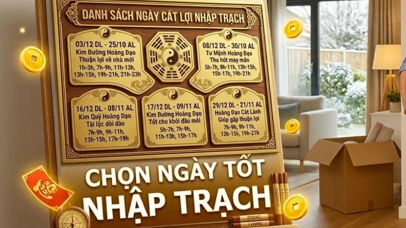 Chọn ngày tốt nhập trạch tháng 12 năm 2026 rước tài lộc, may mắn 2 Danh sách ngày tốt nhập trạch tháng 12 năm 2026 chi tiết