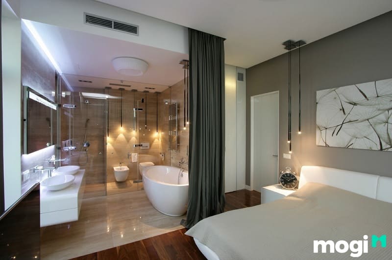 Cấu trúc khu vệ sinh của bản vẽ phòng ngủ có toilet