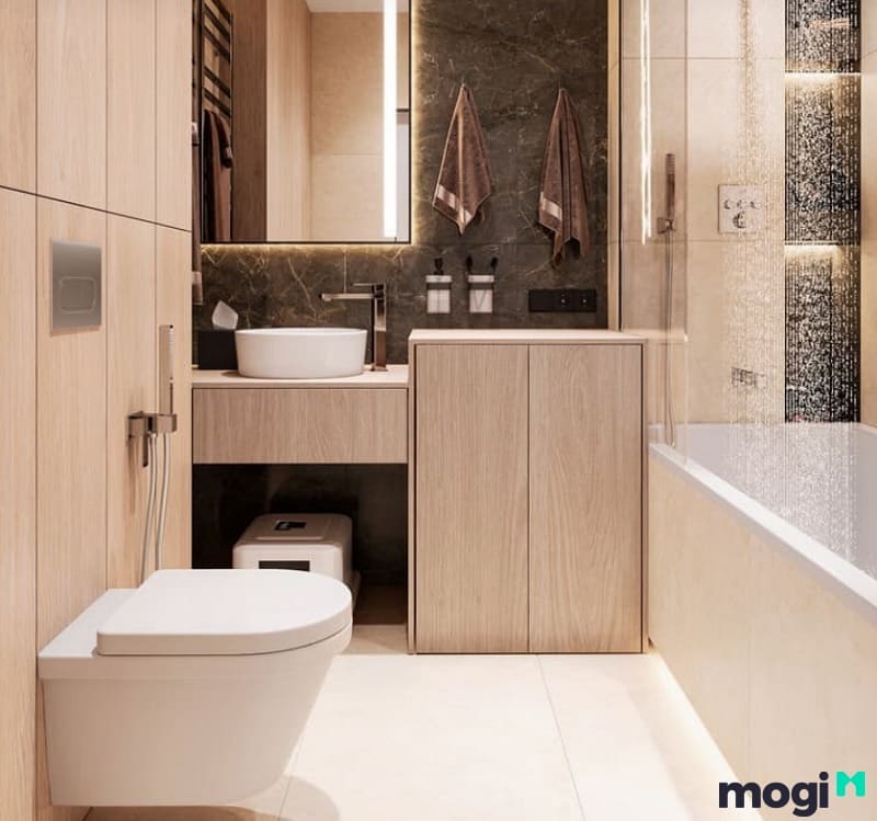 Cấu trúc nhà vệ sinh của bản vẽ phòng ngủ có toilet