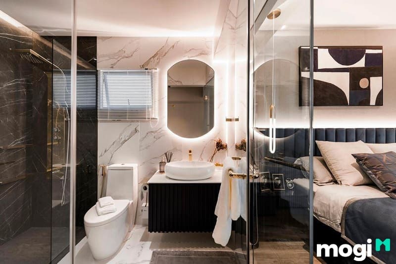 Bản vẽ phòng ngủ có toilet cho phòng ngủ 12m2 