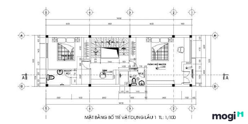 Mặt bằng công năng tầng 1 mẫu nhà ống 2 tầng đơn giản đẹp