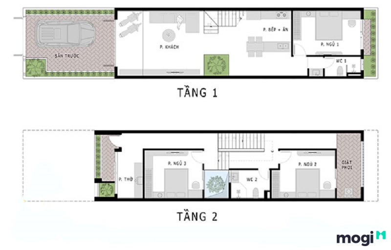Bản vẽ thiết kế nhà phố có gara