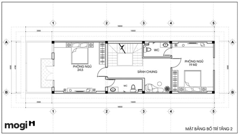 Mặt bằng công năng bố trí tầng 2