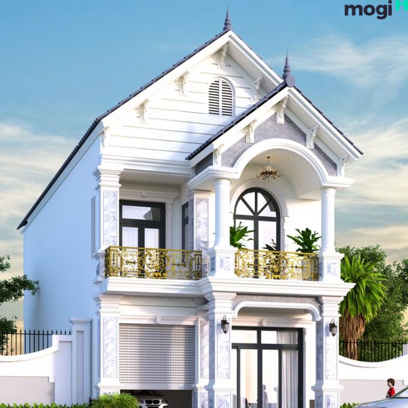 Mẫu nhà 2 tầng 5x15 có gare để xe