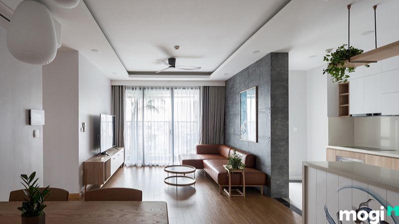 Mẫu thiết kế chung cư mini 50m2 2 phòng ngủ minimalism