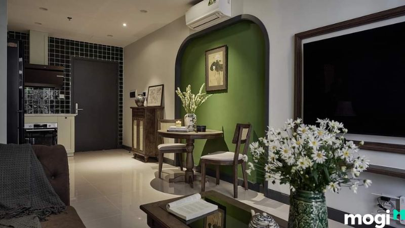 Mẫu thiết kế căn hộ chung cư 2 phòng ngủ 50m2 Indochine