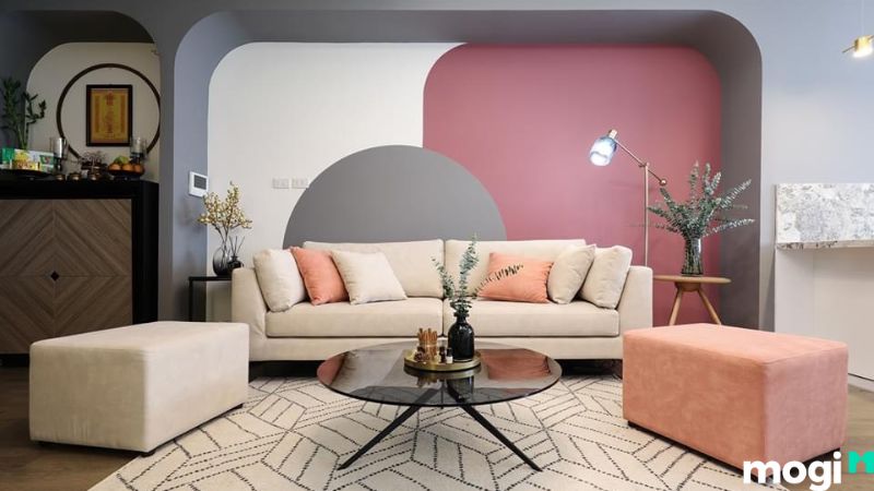 Mẫu thiết kế căn hộ 2 phòng ngủ 50m2 Color Block