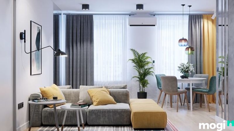 Mẫu thiết kế căn hộ 2 phòng ngủ 50m2 Color Block